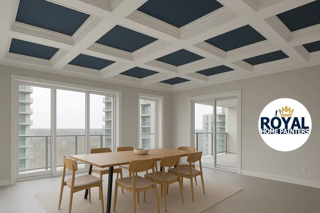 Condo Coffered Ceiling Painting Accent Colour In North York