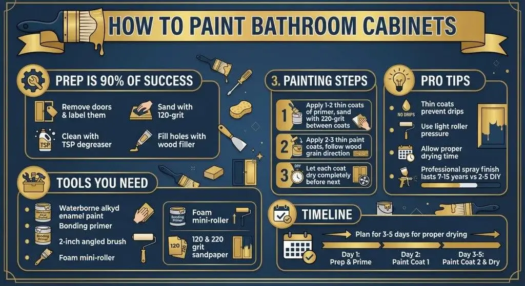 How To Paint Bathroom Cabinets Vanity