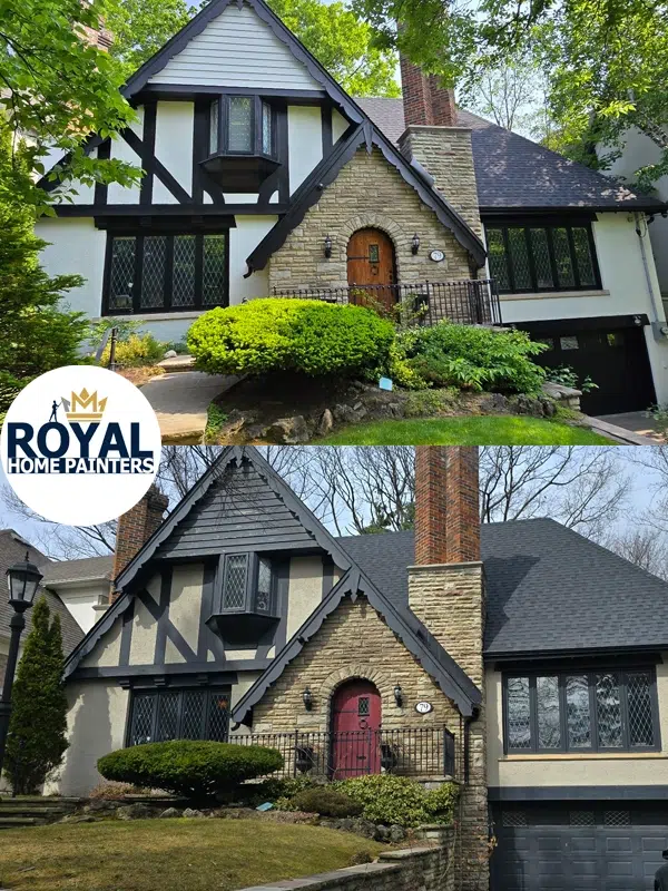Home Painters In Thornhill Showing Before After Of Exterior Stucco Painting Done By Home Painters In Thornhill